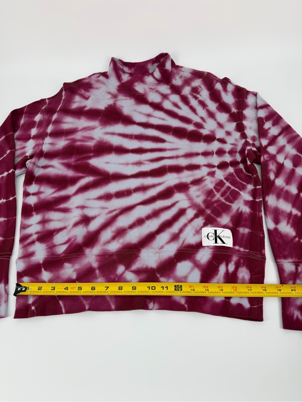 Calvin Klein Jeans Tie Dye Mock Neck Sweatshirt Pink Womens NWT - Picture 14 of 16